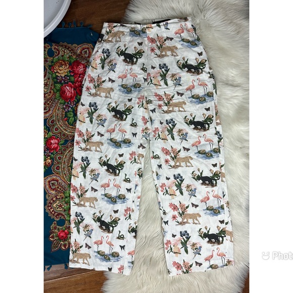 Reformation 100% linen pants safari animal print size 6 - Picture 2 of 12